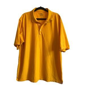 PGA Tour Golf Polo XXL Mens Gold Yellow Short Sleeve Shirt Stripes Shinny 2XL